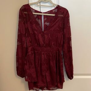 Long sleeve Burgundy Romper